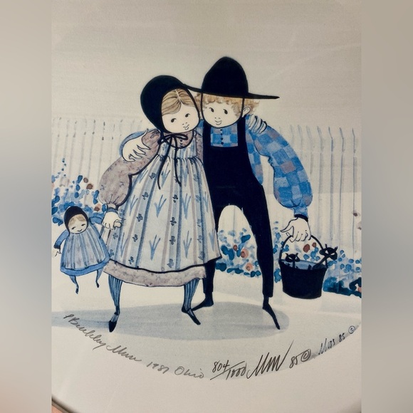 1985 P. Buckley Moss Couple Holding Hands Framed Matted Signed Print #804 / 10 - Picture 3 of 9